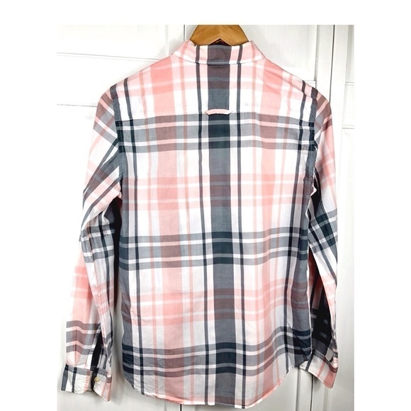 GAP BOYFRIEND LONG SLEEVE PLAID PINK SHIRT - Picture 2 of 5
